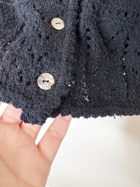 Ozma Caro Knit Vest Organic Cotton Boucle Black Medium - Picture 3 of 7